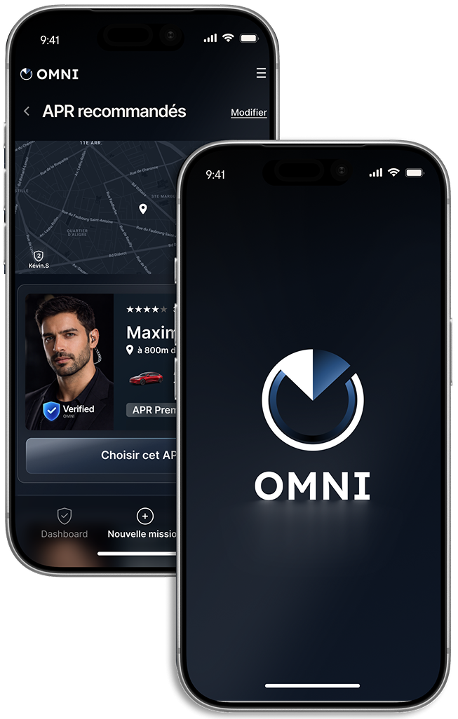 Omni app screen showing a close protection request